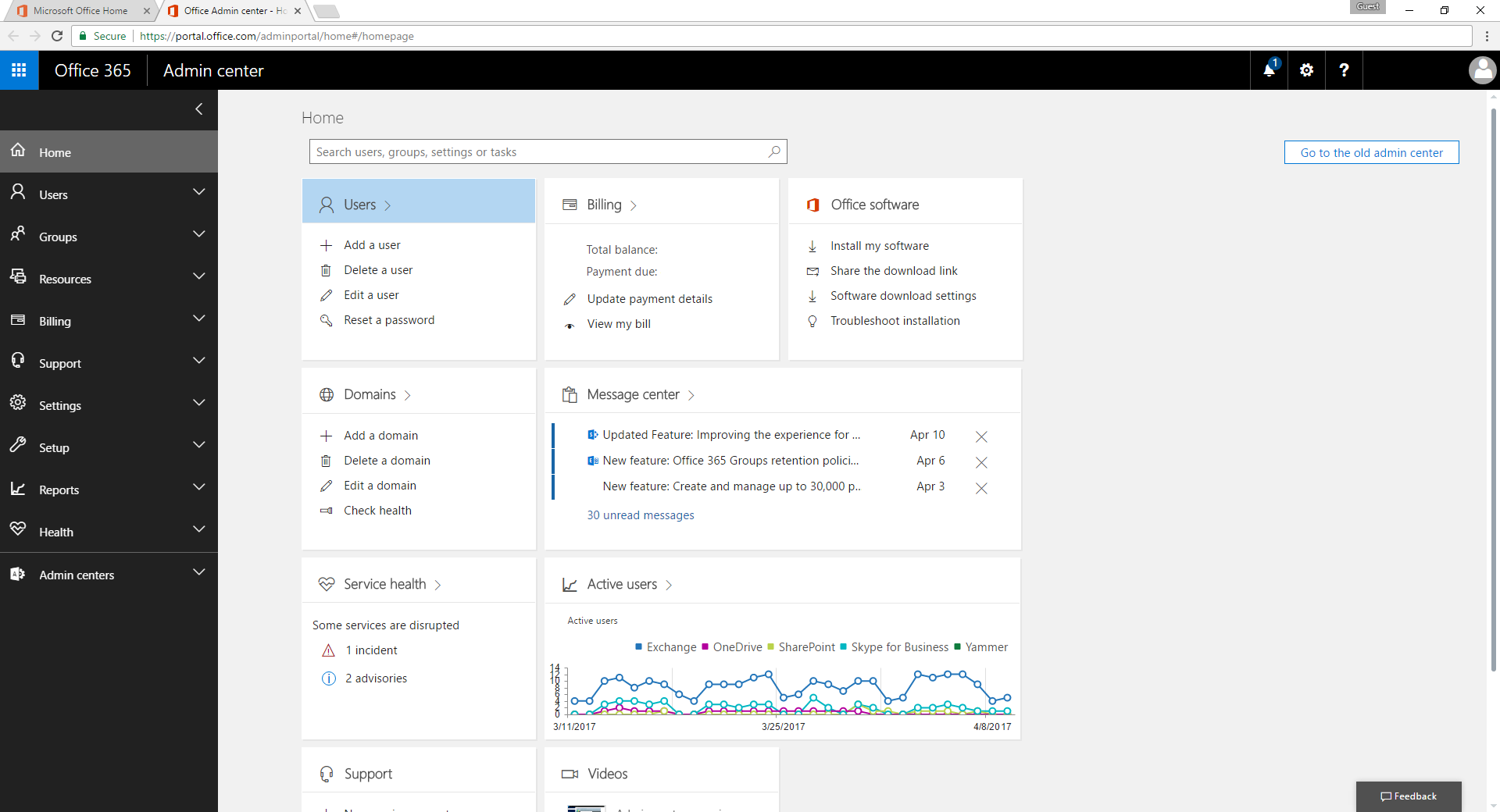 office 365 admin login